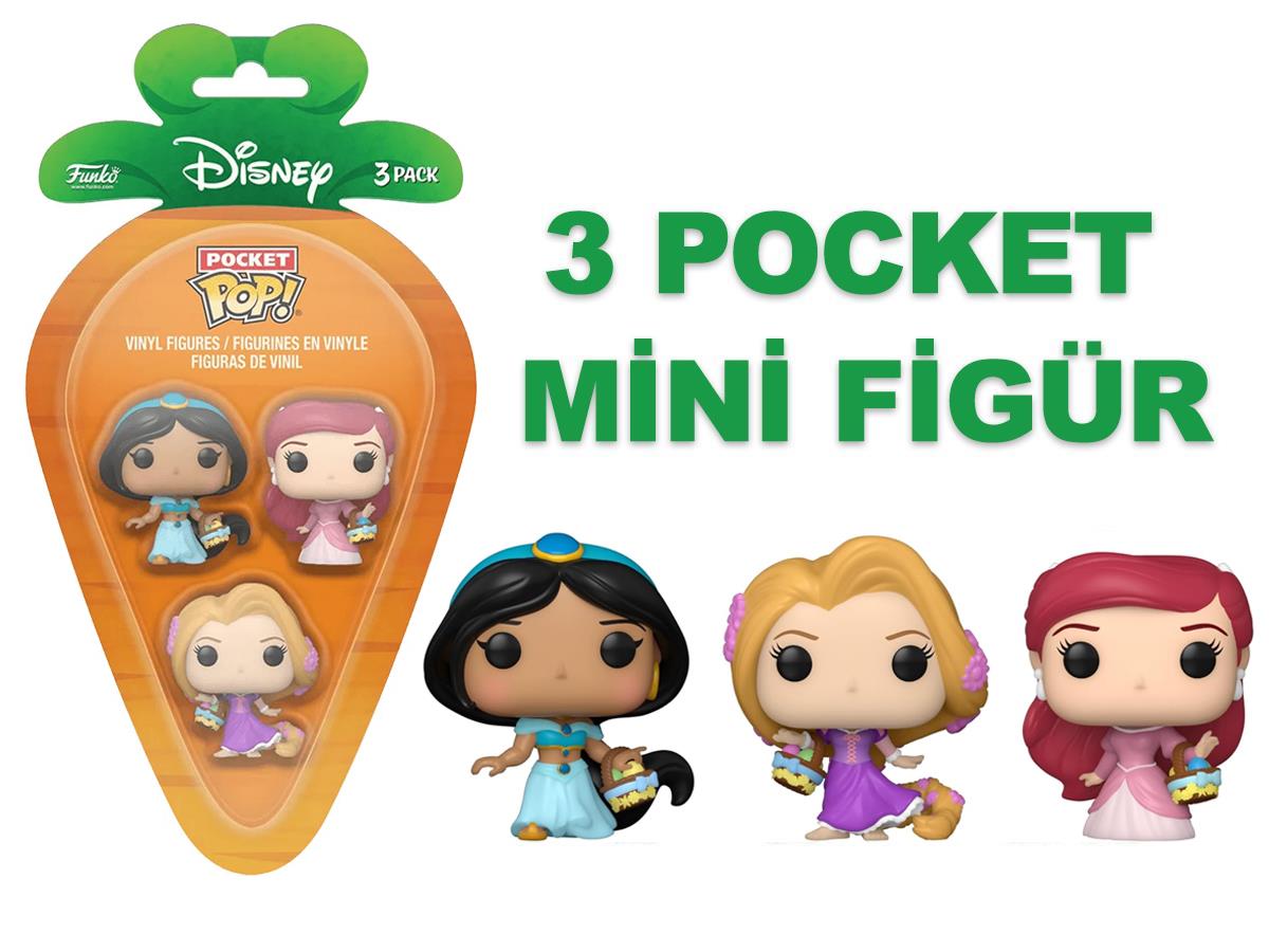 Funko 3-Pack Carrot Pocket Pop Disney Princess Jasmine / Rapunzel / Ariel