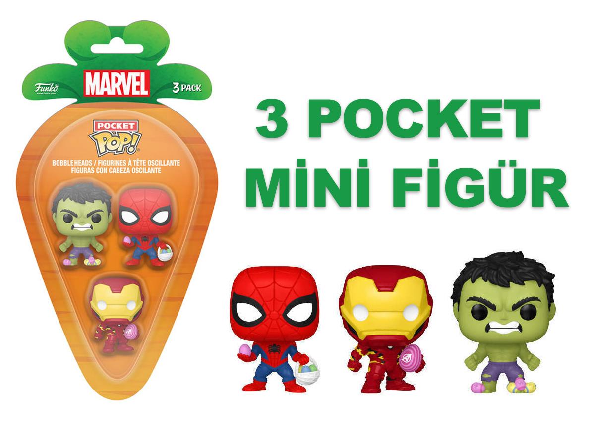 Funko 3-Pack Carrot Pocket Pop: Marvel Spider-Man, Hulk Iron Man Boobleheads