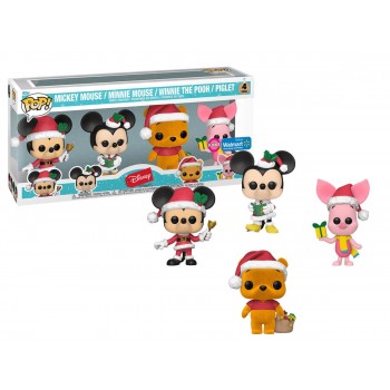 Funko Pop 4-Pack Disney - Mickey Mouse/minnie Mouse/winnie The Pooh/piglet Flocked Special