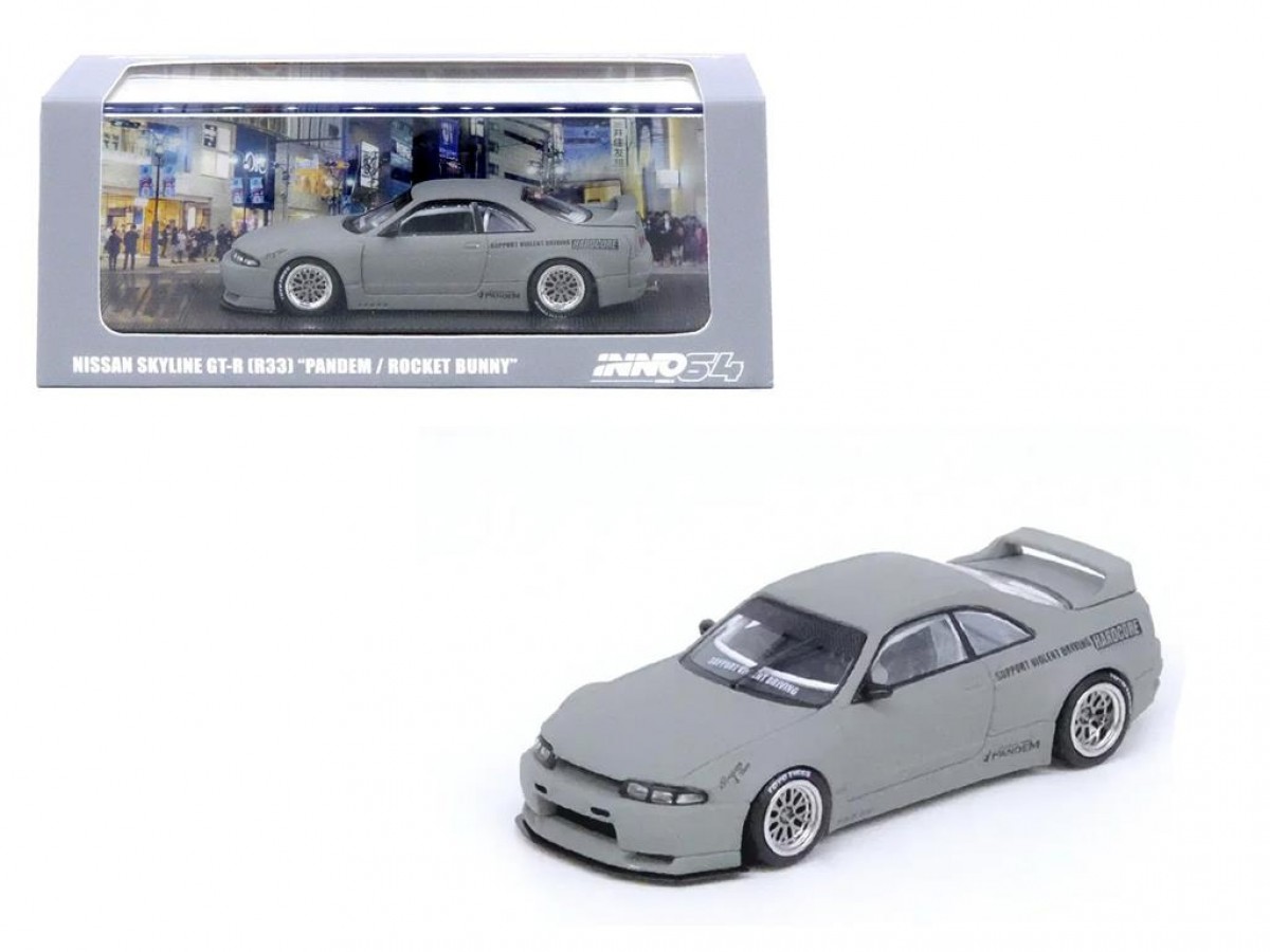 Inno64 Nissan Skyline Gt-r (R33) ""Pandem / Rocket Bunny"" Cement Grey Matte" 1/64