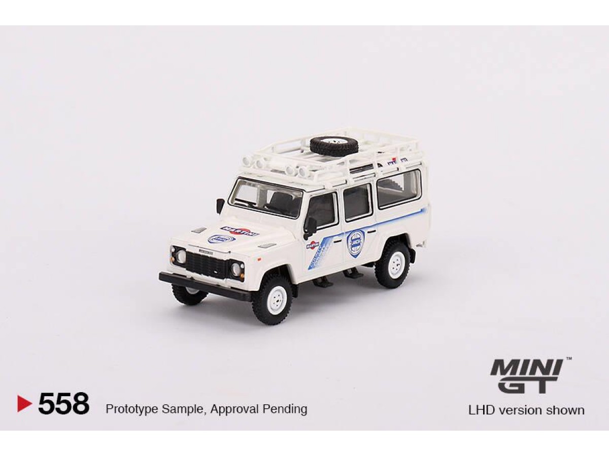 Mini GT 1/64 Land Rover Defender 110 1991 Safari Rally Martini Racing Support Vehicle