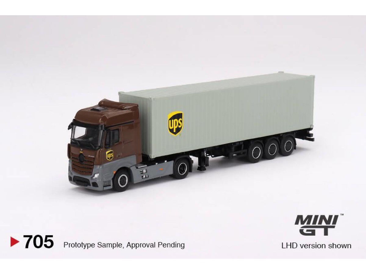 Mini Gt 1/64 Mercedes-Benz Actros w/ 40 Ft Container " UPS Europe"