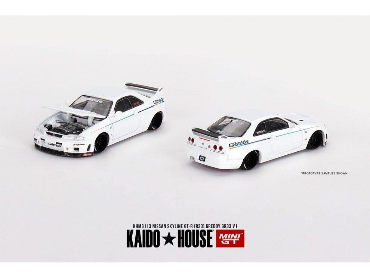 Mini Gt Kaido 1/64 Nissan Skyline GT-R (R33) Greddy GR33 V1